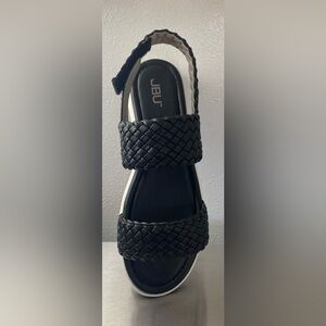 WOMENS BLACK WEDGE SANDALS